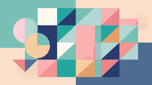 Modern geometric pattern with squares triangles and circles