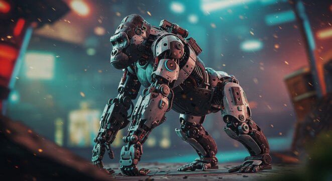 gorilla mechatronic animal cyborg robot fantasy illustration concept