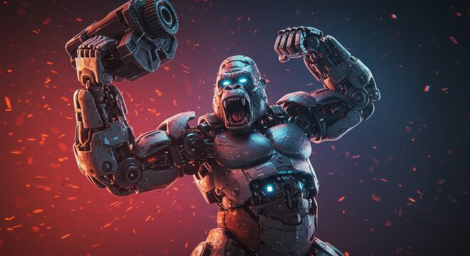 gorilla mechatronic animal cyborg robot fantasy illustration concept