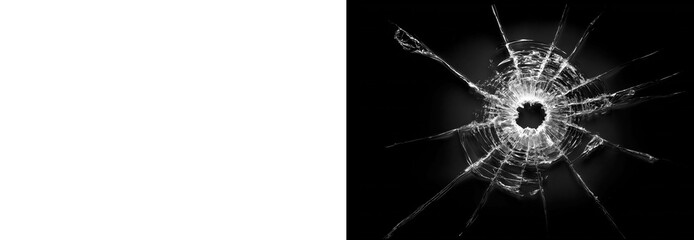Shattered glass hole with radial cracks isolated on transparent background © KGD zone