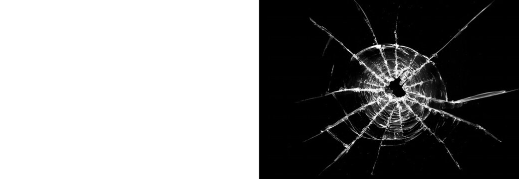 Cracked glass shard pattern isolated on transparent background for graphic design