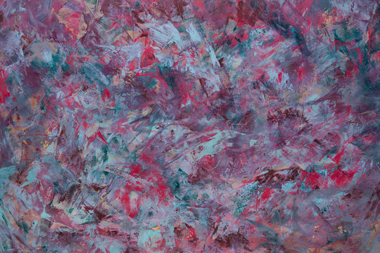 Abstract canvas swirls vibrant reds, blues, and purples. Textures blend with energetic brushstrokes, evoking chaos and creativity. Ideal backdrop for modern design, digital art
