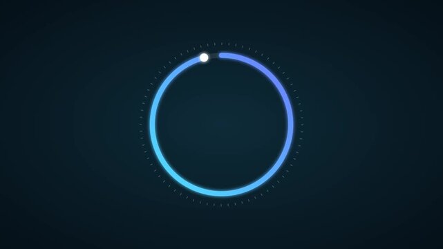 Circular progress ring countdown with a glowing blue gradient arc and white dot revealing 2027 on a dark teal background