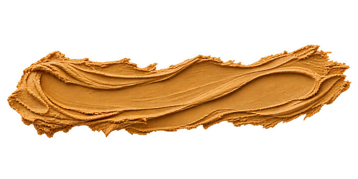 Creamy peanut butter spread smear on surface isolated on transparent background