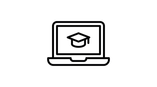 Laptop screen showing graduation cap icon
