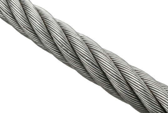 Steel wire rope cable twisted strands against black background