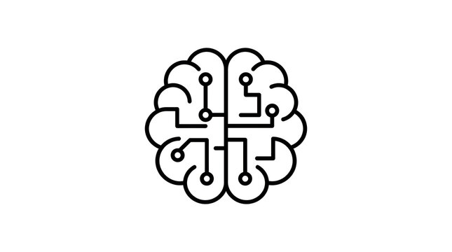 Modern brain circuit icon with network connections