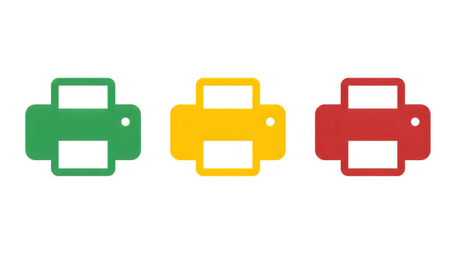 Three colorful printer icons in a row