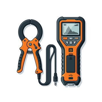 Professional Digital Clamp Multimeter and Electrical Tester Tool Illustration for Industrial Diagnostics and Maintenance