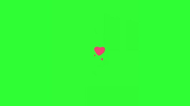 Flying Pink Hearts Swaying Motion Animation on Green Screen
