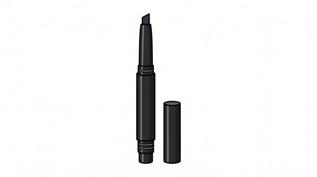 Black eyeliner pencil with cap removed in a flat vector illustration style makeup tool eye makeup