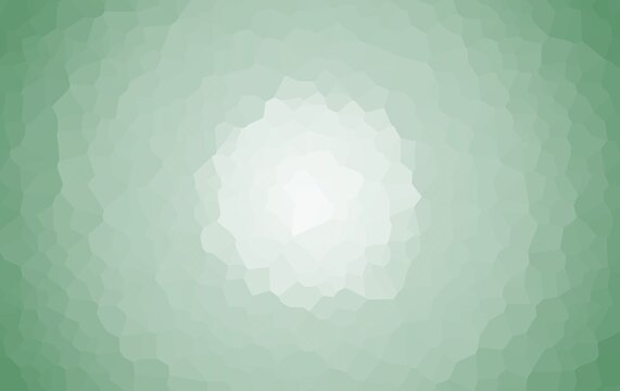 Abstract green mosaic geometric background texture with bright center glow.