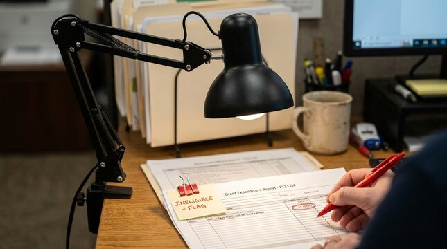 Ineligible Grant Expense Flagged for Correction &ndash; Expense Report Audit Concept