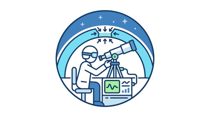 Obraz premium Astronomer Observing Stars with Telescope Icon