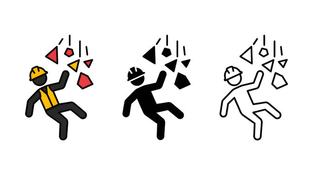 Worker juggling colorful geometric shapes falling from above