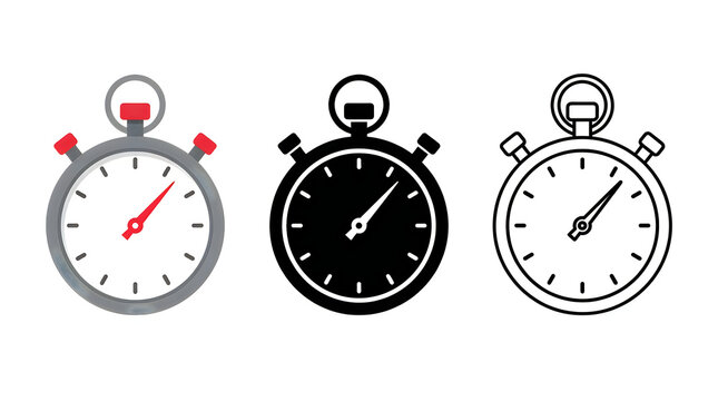Three stopwatch icons in different styles