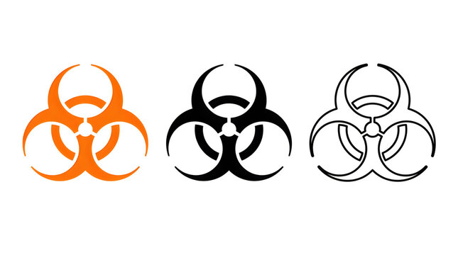 Biohazard symbol in three styles
