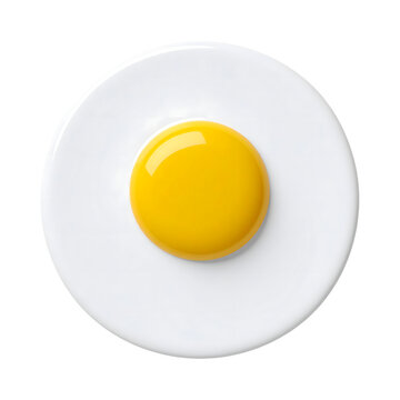 Fried egg isolated top view with bright yellow yolk and smooth white texture rendered in high resolution for culinary projects&nbsp;