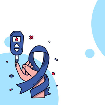 Blue and Red Illustrative World Diabetes Day
