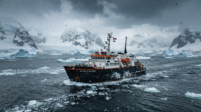 ship in the snow