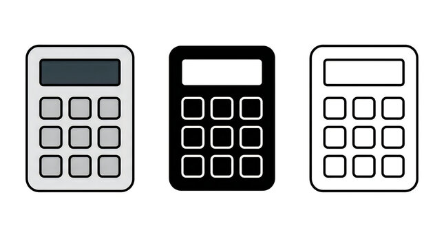 Three simple calculator icons in flat design style