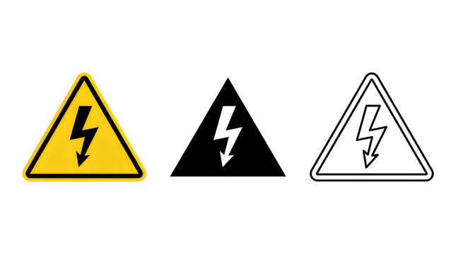 Electrical hazard warning symbols set