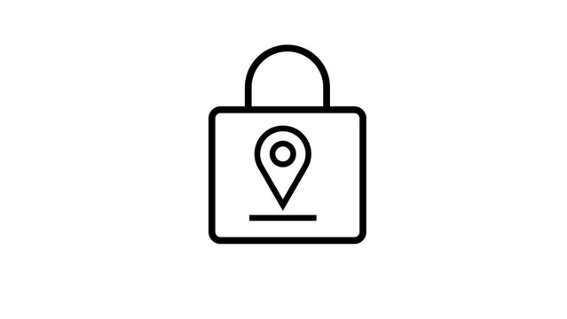 Minimalist padlock icon with location pin symbol representing secure geofencing tracking