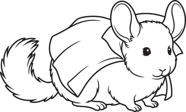 Halloween Coloring Page Chinchilla Vampire Cape Costume
