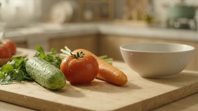 Fresh vegetables arranged for cooking preparation