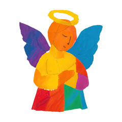 Obraz premium PNG Colorful angel with halo illustration.