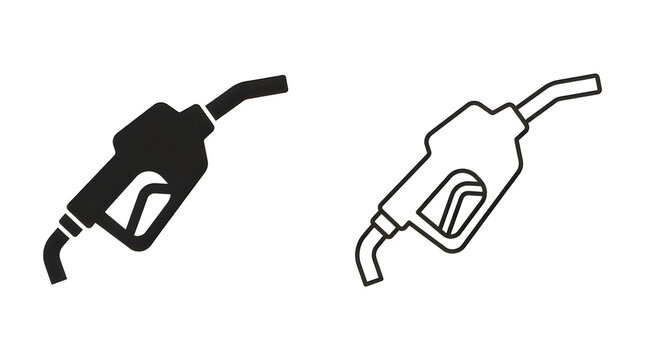 Fuel pump nozzle black and white vector illustration