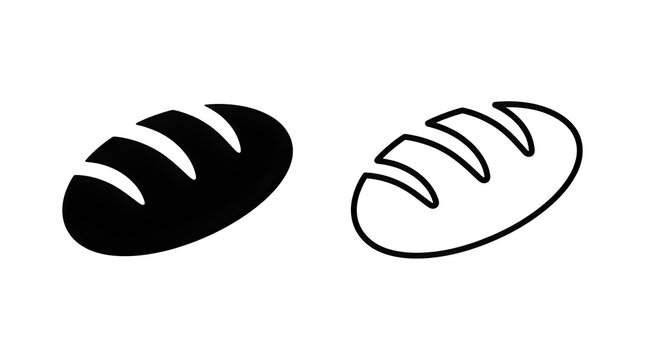 Black and white baguette bread illustration