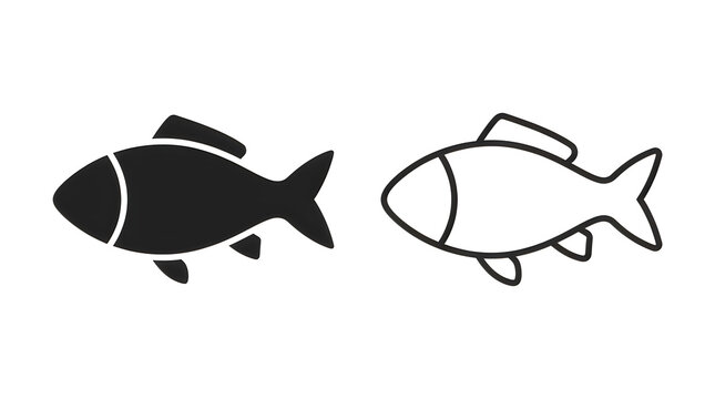 Simple black and white fish illustration pair