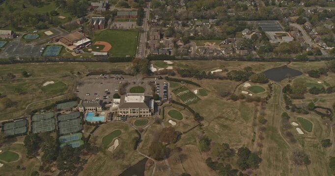 Montgomery Alabama Aerial v22 tilt up reveal from cloverdale country club to gun island chute and the state university campus inbetween - DJI Inspire 2, X7, 6k - March 2020