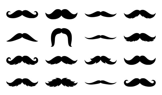 Classic Mustache Silhouette Vector Collection EPS