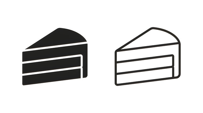 Black and white layered cake slice icons