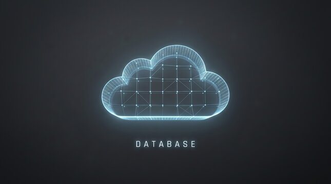 Futuristic digital cloud database representing global network connectivity and secure data storage solutions for modern technology infrastructure