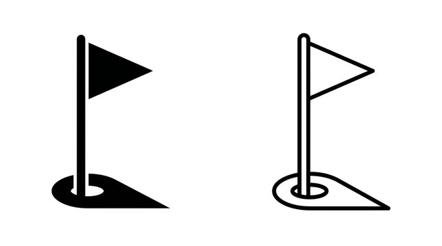 Black and white flag icons on poles