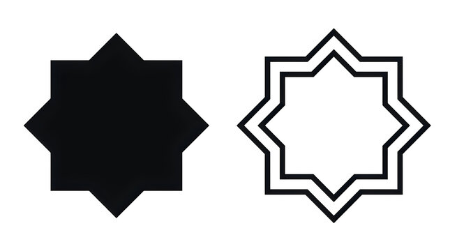 Black and white star polygon vector icon