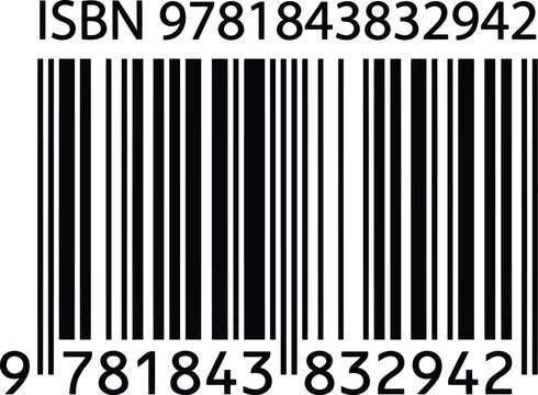 Black and white isbn barcode symbol for book identification and retail product labeling