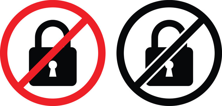 No access sign with a padlock icon inside a red and black prohibition circle