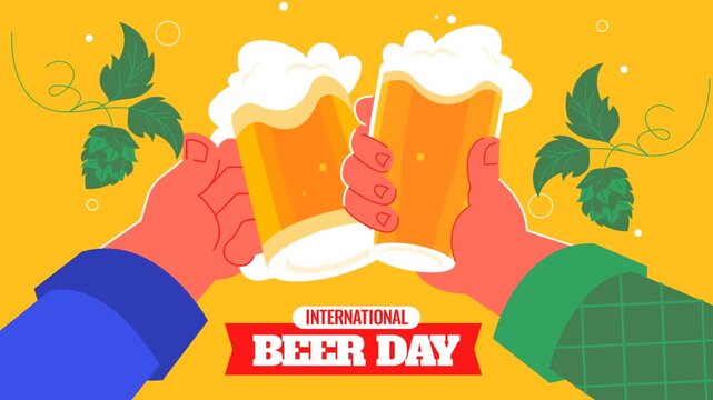 Beer Mug Vector Illustration with Vintage Cartoon Design, Summer Drink Icon, Happy Celebration Symbol, Decorative Label and Beach-Themed Beer Card Artwork