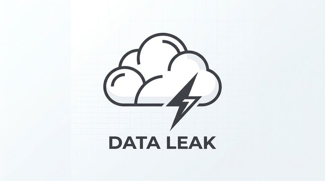 Data leak and cloud security threat icon illustration representing vulnerability risk and information breach