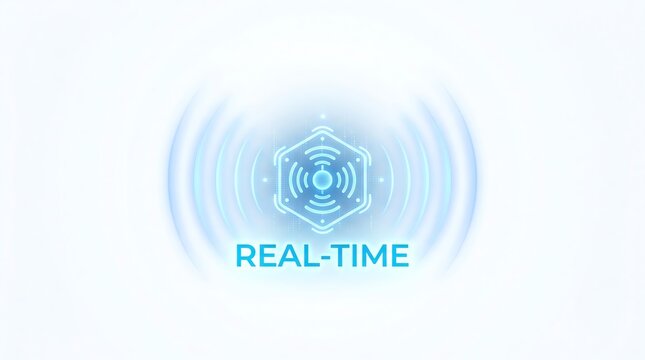 Digital Signal Processing Concept Featuring Pulsating Connectivity Waves and Real Time Data Synchronization Technology Visualization