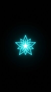 Glowing cyan neon star light centered against a dark background with star shape