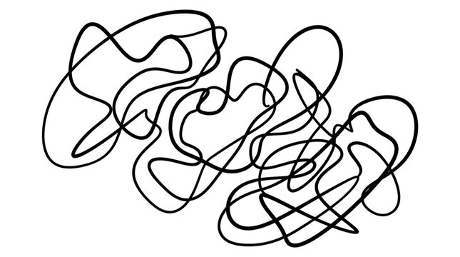 Abstract Continuous Line Scribble Vector Graphic in Minimalist Black Line Art Style