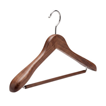 Dark wooden clothes hanger isolated on transparent background