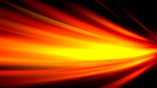 Dynamic light trails streak across a dark, abstract background.