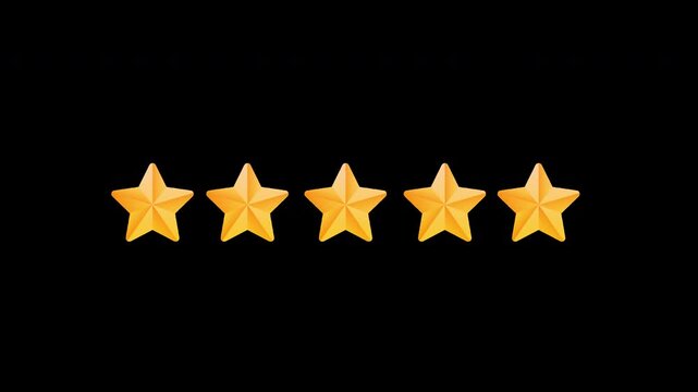 Five Golden Stars Rating Customer Satisfaction With Alpha Channel