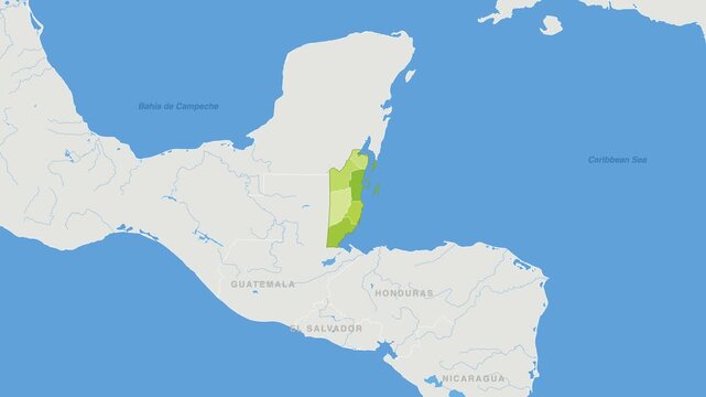 Belize political map zoom animation over Central America 4K